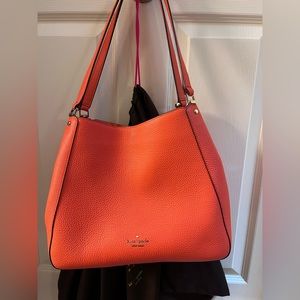 Kate Spade Leila medium triple compartment shoulder bag in Coral Bud